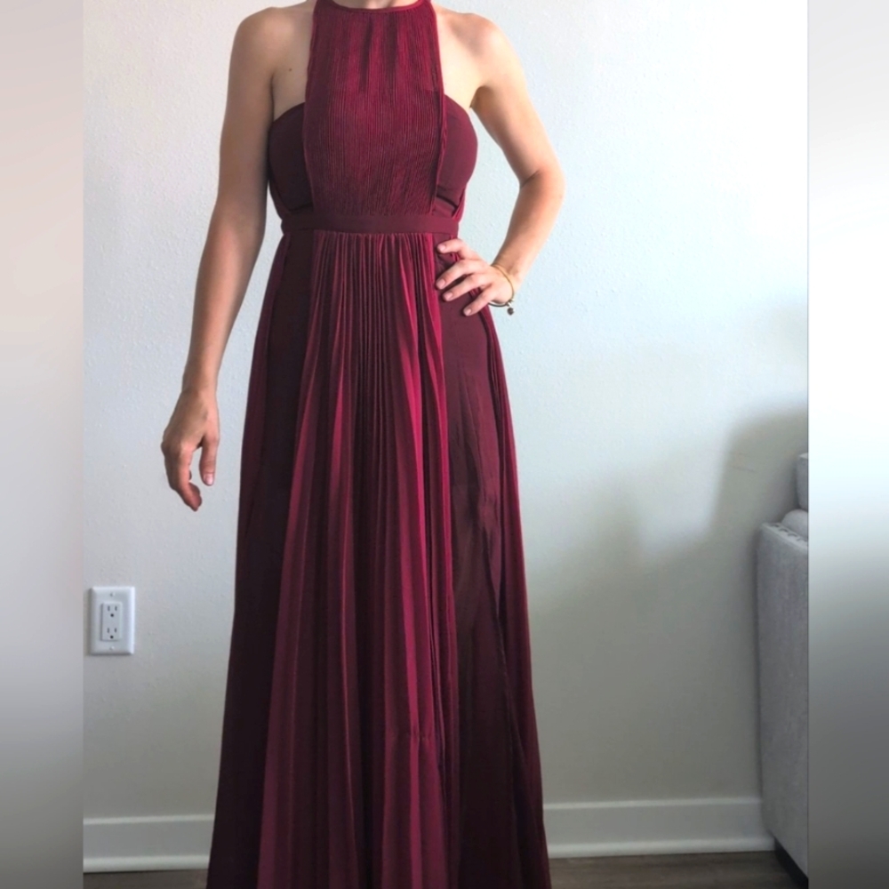 Fashion Nova Strapless Burgundy Maxi Dress
